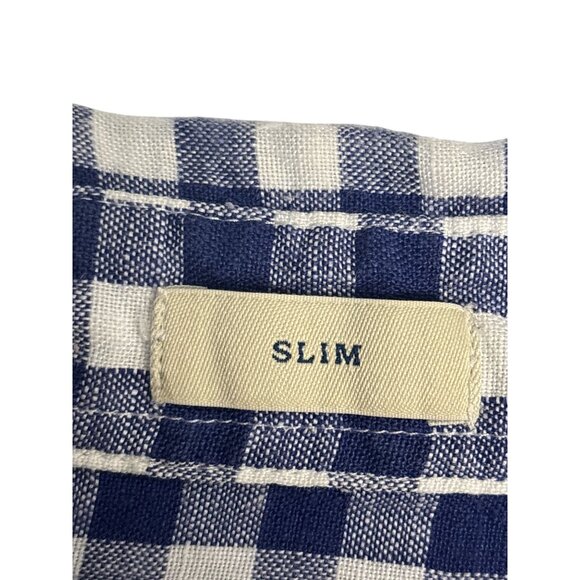 J.Crew Mens Slim Irish Linen Blue Gingham Button-Down Shirt Size L - Picture 4 of 9